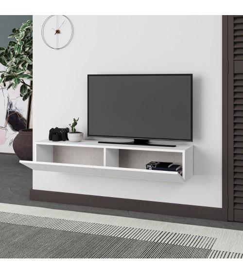 Mobile porta TV sospeso Francy bianco ante a ribalta 135x31.7x25 cm.