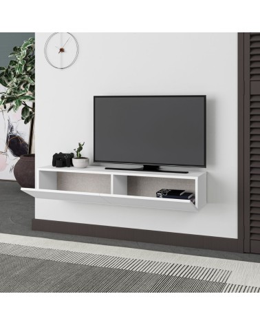 Mobile porta TV sospeso Francy bianco ante a ribalta 135x31.7x25 cm.