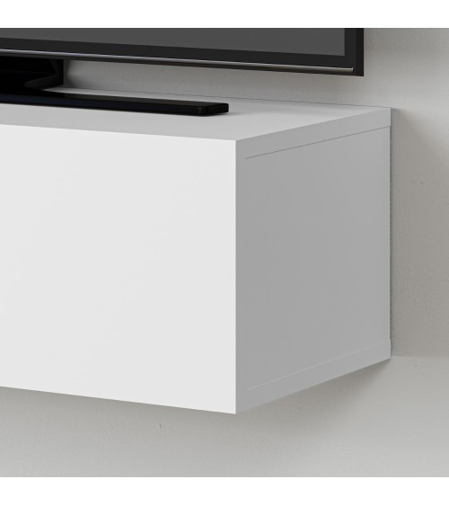Mobile porta TV sospeso Francy bianco ante a ribalta 135x31.7x25 cm.