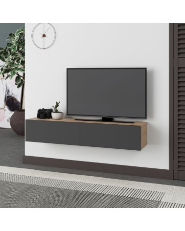 Mobile porta TV sospeso Francy rovere antracite ante a ribalta 135x31.7x25 cm.