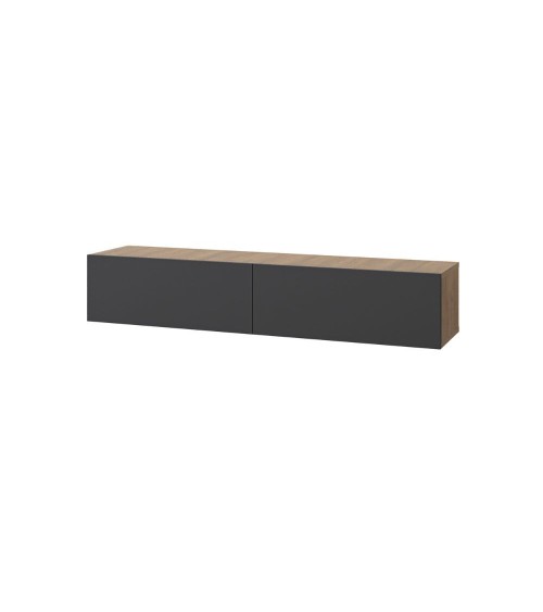 Mobile porta TV sospeso Francy rovere antracite ante a ribalta 135x31.7x25 cm.