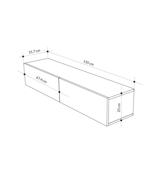 Mobile porta TV sospeso Francy rovere antracite ante a ribalta 135x31.7x25 cm.