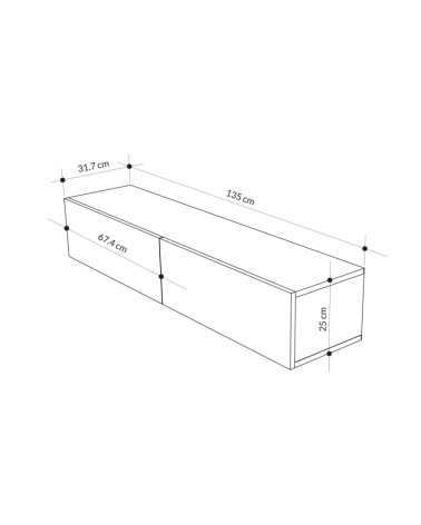 Mobile porta TV sospeso Francy rovere antracite ante a ribalta 135x31.7x25 cm.
