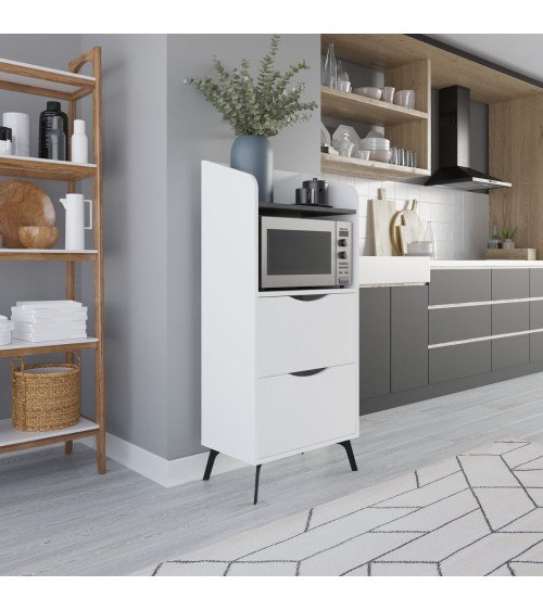 Mobile multiuso Gorki con cassetti bianco e ripiano retro grey