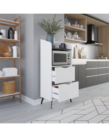 Mobile multiuso Gorki con cassetti bianco e ripiano retro grey