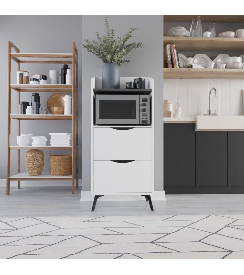 Mobile multiuso Gorki con cassetti bianco e ripiano retro grey
