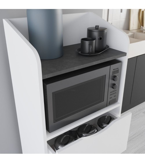 Mobile multiuso Gorki con cassetti bianco e ripiano retro grey