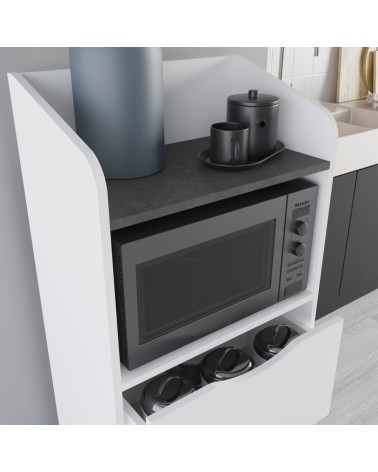 Mobile multiuso Gorki con cassetti bianco e ripiano retro grey