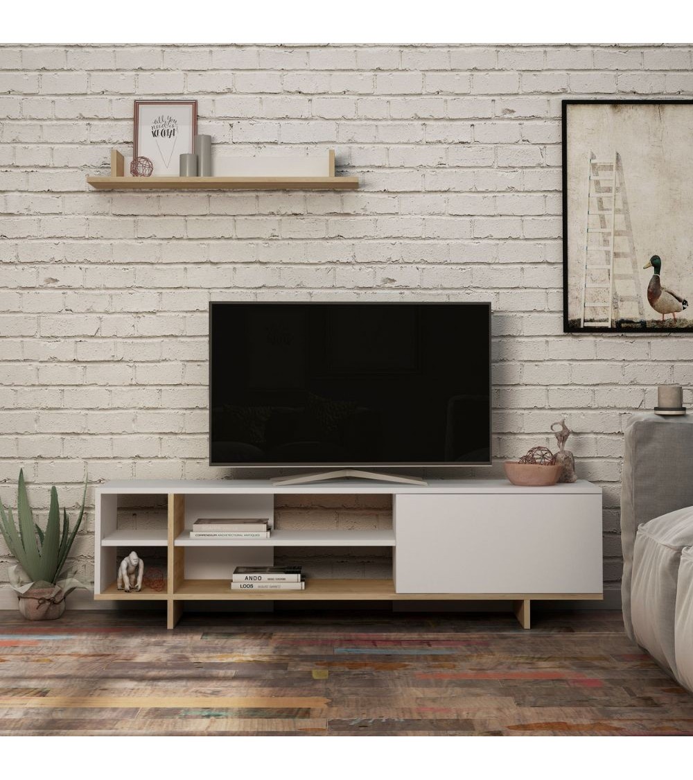 Mobile porta TV Stockton bianco rovere