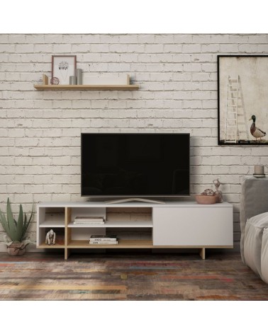 Mobile porta TV Stockton bianco rovere
