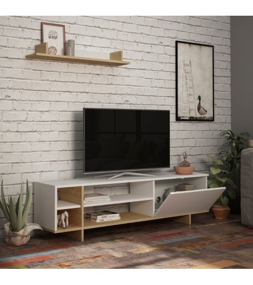 Mobile porta TV Stockton bianco rovere