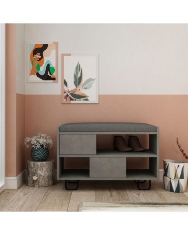 Panca scarpiera Troy retro grey con cuscino