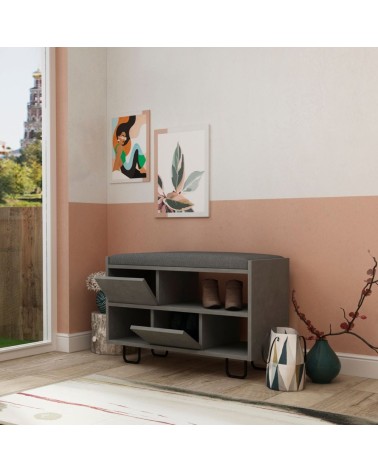Panca scarpiera Troy retro grey con cuscino