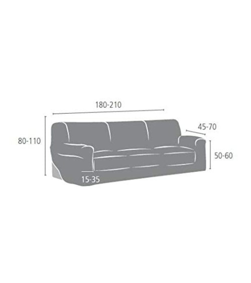 Copridivano Troya elastico 3 posti grigio 180/210