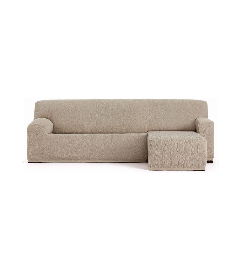 Copridivano Troya elastico penisola destra beige bracciolo corto 250/310