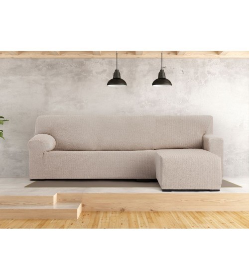 Copridivano Troya elastico penisola destra beige bracciolo corto 250/310