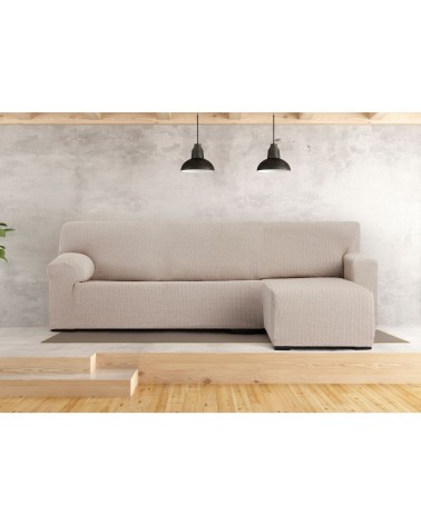 Copridivano Troya elastico penisola destra beige bracciolo corto 250/310
