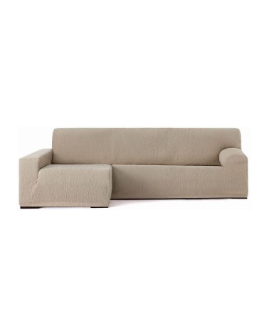 Copridivano Troya elastico penisola sinistra beige bracciolo lungo 250/310