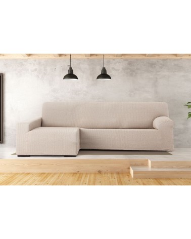 Copridivano Troya elastico penisola sinistra beige bracciolo lungo 250/310