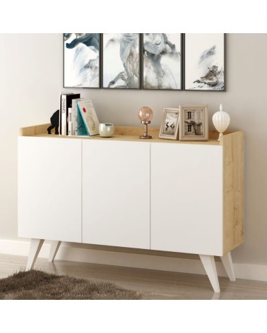 Madia Cok 3 ante rovere e bianco 120