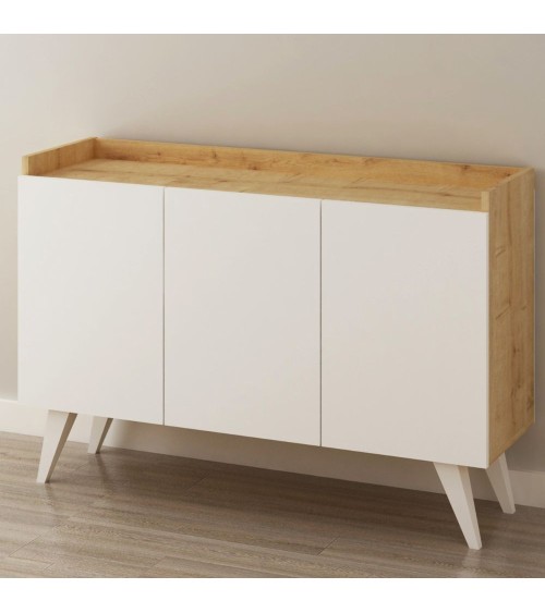 Madia Cok 3 ante rovere e bianco 120