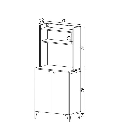 Credenza alta Zanne 2 ante e vani a giorno per forno microonde rovere