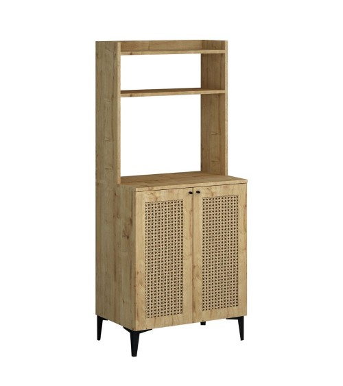 Credenza alta Zanne 2 ante e vani a giorno per forno microonde rovere