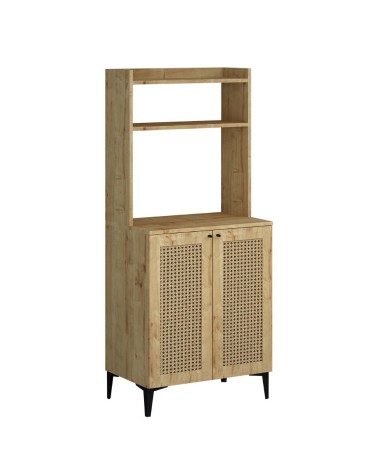 Credenza alta Zanne 2 ante e vani a giorno per forno microonde rovere