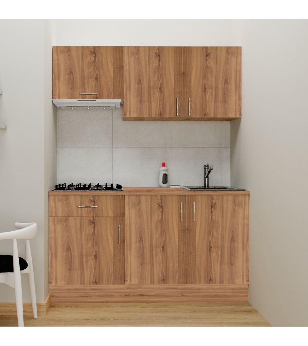 Cucina monoblocco Isernia 160 rovere reversibile con elettrodomestici