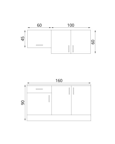 Cucina monoblocco Isernia 160 rovere reversibile con elettrodomestici