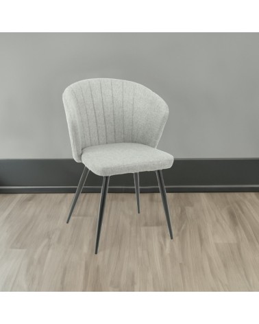Sedia Krid tessuto grigio chiaro e piedi metallo nero set 2 pezzi