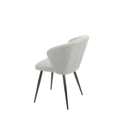 Sedia Krid tessuto grigio chiaro e piedi metallo nero set 2 pezzi