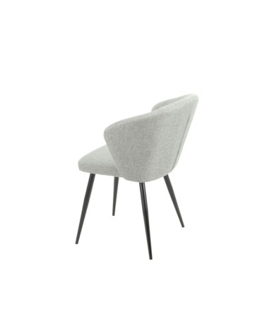 Sedia Krid tessuto grigio chiaro e piedi metallo nero set 2 pezzi