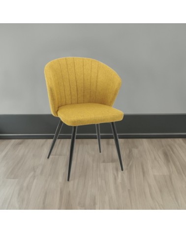 Sedia Krid tessuto giallo e piedi metallo nero set 2 pezzi