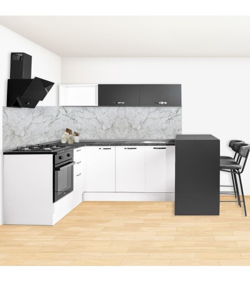 Cucina angolare Matera 180x160 con penisola reversibile bianca e nera