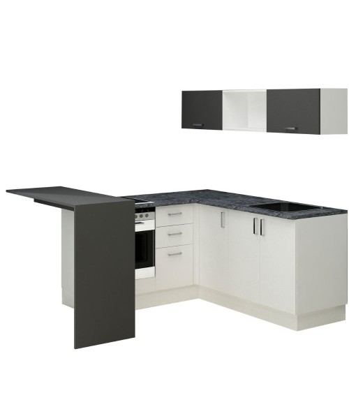Cucina angolare Matera 180x160 con penisola reversibile bianca e nera
