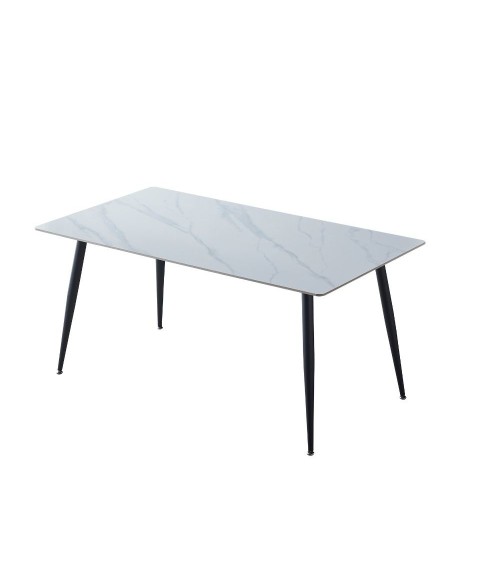 Tavolo Mila 140x80 top ceramica effetto marmo bianco lucido
