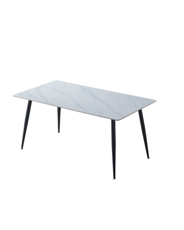 Tavolo Mila 140x80 top ceramica effetto marmo bianco lucido