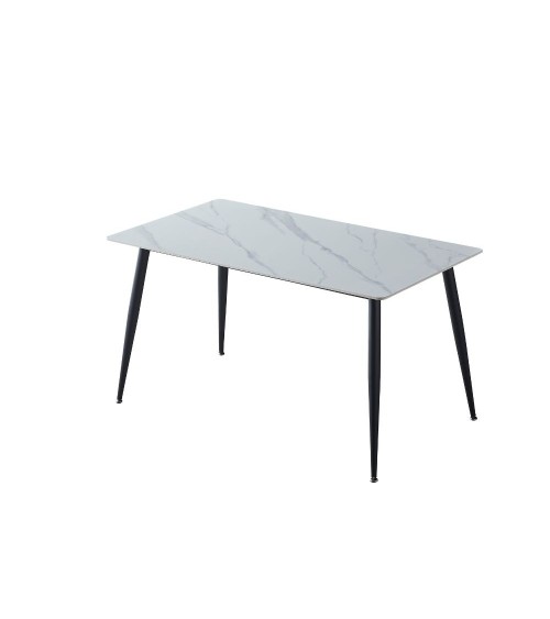 Tavolo Mila 140x80 top ceramica effetto marmo bianco lucido