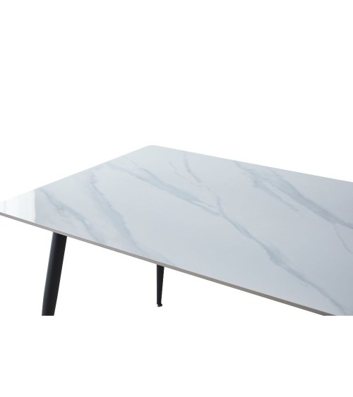 Tavolo Mila 140x80 top ceramica effetto marmo bianco lucido