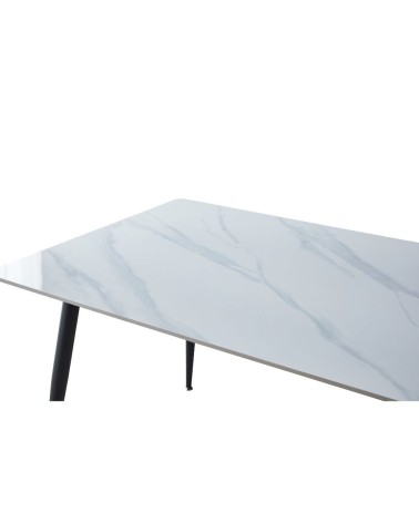 Tavolo Mila 140x80 top ceramica effetto marmo bianco lucido