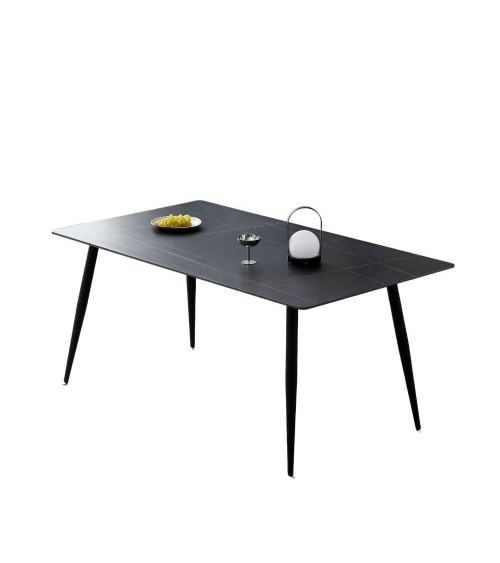 Tavolo Mila 140x80 top ceramica effetto marmo nero opaco