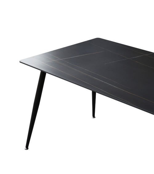 Tavolo Mila 140x80 top ceramica effetto marmo nero opaco