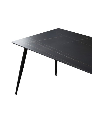 Tavolo Mila 140x80 top ceramica effetto marmo nero opaco