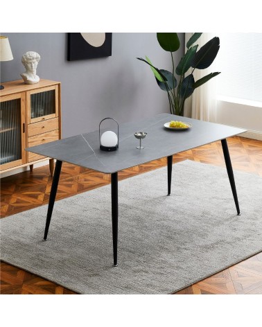 Tavolo Mila 160x90 top ceramica effetto marmo grigio cemento opaco