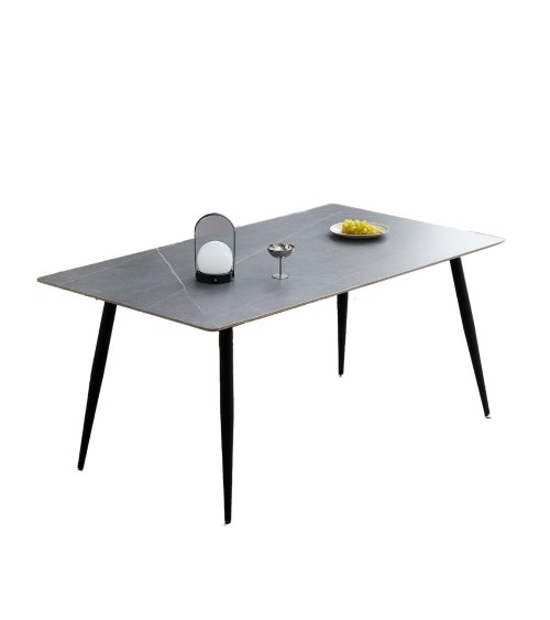 Tavolo Mila 160x90 top ceramica effetto marmo grigio cemento opaco