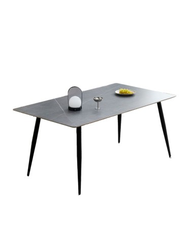Tavolo Mila 160x90 top ceramica effetto marmo grigio cemento opaco