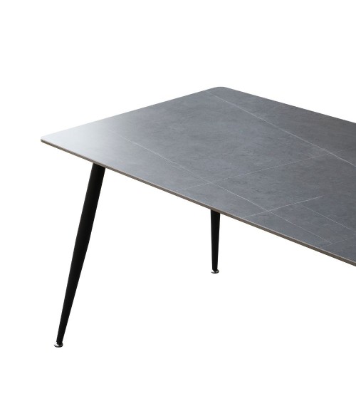 Tavolo Mila 160x90 top ceramica effetto marmo grigio cemento opaco