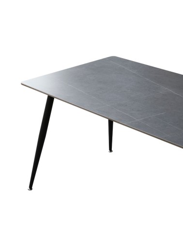 Tavolo Mila 160x90 top ceramica effetto marmo grigio cemento opaco