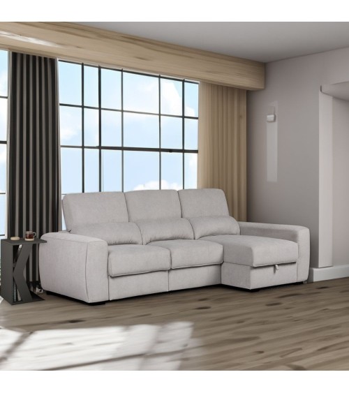 Divano Duke grigio G1312 penisola reversibile e funzione letto
